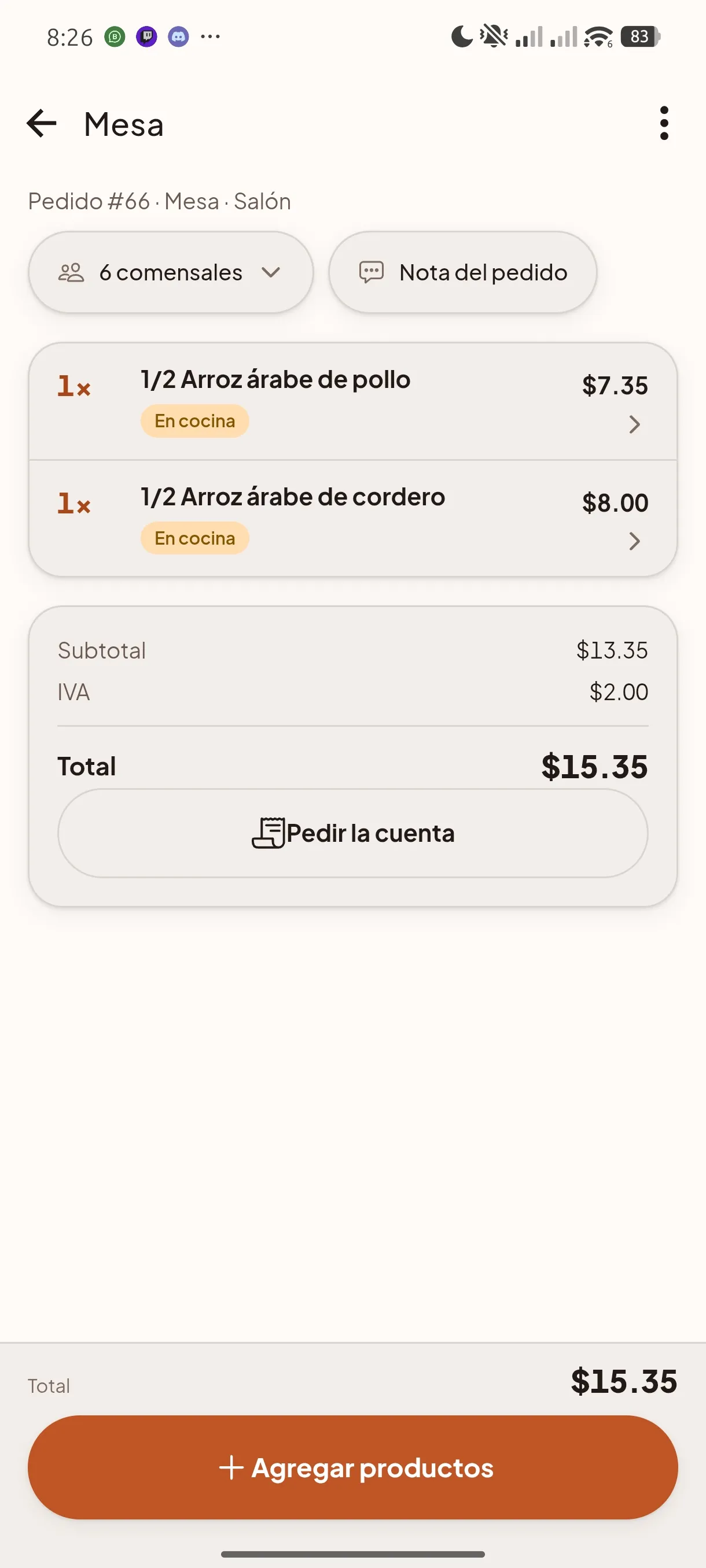 App de meseros: App de meseros de SmartFact Food